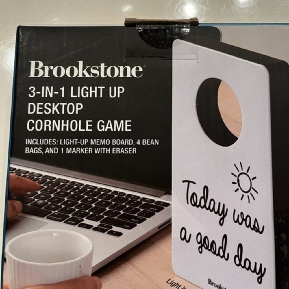 Cornhole!‎ Brookstone 3-in-1 Light Up Desktop Game and Memo Board (kids)
